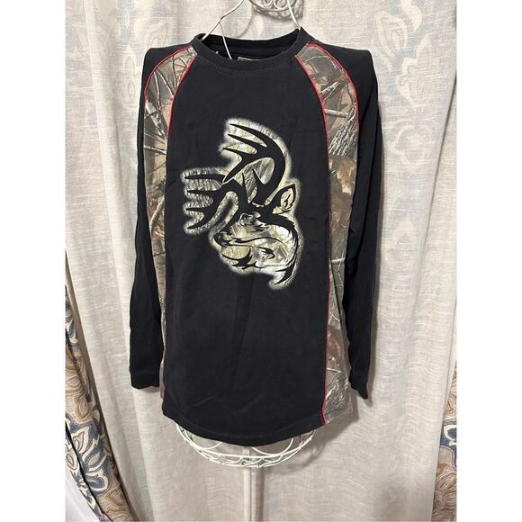 Nice Legendary Whitetails Heavy Long Sleeve Men large Black Crewneck Buck Camo S - Picture 4 of 7